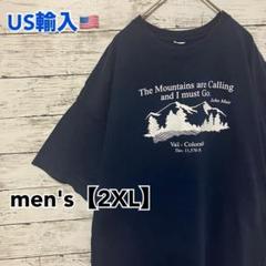 ●T45【US輸入】半袖 プリントTシャツ ブルー系 men's【2XL相当】