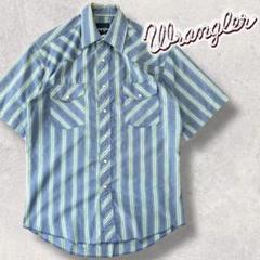 【90’sUS古着】Wrangler ブルーストライプ　ウエスタン半袖シャツ