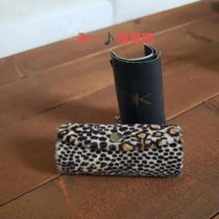 DONNA KARAN ヒョウ柄ミラー付きリップケース小物入れ