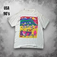 90s USA製 ヴィンテージ アートTシャツ ビッグサイズ アニマルプリント