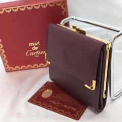 【極美品】 カルティエ　二つ折り財布 がま口 コンパクトウォレット カード 箱付のサムネイル