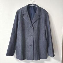 坂東京子　立ち襟Vネックジャケット　藍染　上品　ブラウス　フォーマル　花柄　M 坂東京子立ち襟Vネックジャケット藍染上品ブラウスフォーマル花柄M