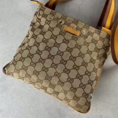 希少色/良品 グッチ GG キャンバス ショルダーバッグ シェリー
