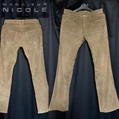 美品 NICOLE ニコル ヒゲ 加工 ブーツカット デニム 風 パンツ 日本製