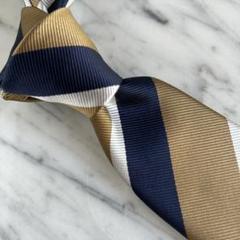 美品+少難　ターンブルアンドアッサー　ネクタイ　ブラウンネイビーレジメンタル ストライプ ネクタイ シルク｜Turnbull & Asser ターンブル