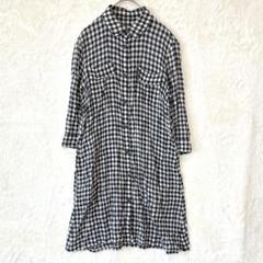 【S】ジャンニロジュディチェ♦シャツ ギンガムチェック 7分袖 綿混 ネイビー