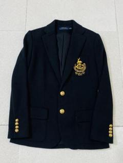 【美品】ラルフローレン 刺繍エンブレム 金ボタン 紺ブレ イタリア製　11 L ポロラルフローレン】ジャケット 紺ブレ シングル 金ボタン