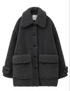 クラネ ボアコンビネーションコクーンピーコート ブラック黒 1 CLANE - ボアコンビネーションコクーンピーコート - BOA