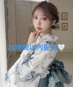 24時間以内発送】2Way水彩花柄浴衣セット[fy027] グレイル