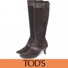 TOD'Sトッズ ベルトデザイン スウェード ロングブーツ - メルカリ