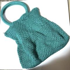 BENETTON ベネトン ハンドメイド製 透かし編みバッグ グリーン