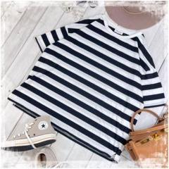 『alma design』半袖Tシャツカットソー　ボーダー　オーバーサイズ　M