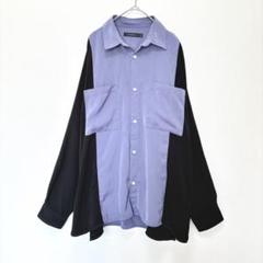 レイジブルー　バイカラービッグシャツ M 長袖 ブルー/黒　オーバーサイズ