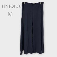 ユニクロ　ポンチフレアクロップドパンツ　ガウチョ　ネイビー　M 秋冬