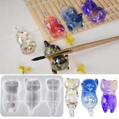 寝そべり猫 シリコンモールド 鏡面 型 レジン ハンドメイド ネコ