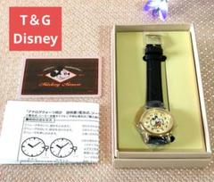 【入手困難✨】ディズニー 腕時計 レザー ゴールド 男女兼用 クォーツ アナログ T＆G(H.K) ディズニー 腕時計 ⭐️本革レザーベルト⭐️ 新品