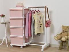 お買い得!!☆可愛いパステルカラー☆ ハンガー連結 4段収納ストッカー