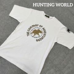 ハンティングワールド◆メンズ ロゴTシャツ【M】イタリア製 白 90s