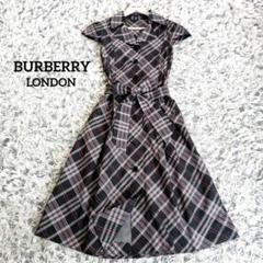BURBERRY LONDON チェック シャツワンピース リボン ラメ 38