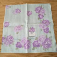 【新品未使用】renona ハンカチ 薔薇 水色