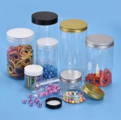 uxcell プラスチック缶 丸い瓶 ホワイトネジトップ蓋 6個入り