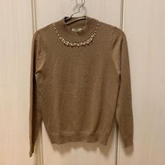 《アースミュージック&エコロジー》レディース 薄手 ニット M 茶 ビジュー