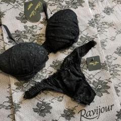 ☆Ravijour☆C70-75フロントホックBLACK透けレース　Tバック☆