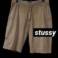 00s y2k old stussy ハーフパンツ 刺繍ロゴ ベージュ系 30