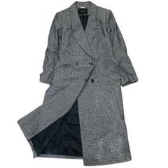 【クレモナ】Ｍ　ロングコート　ウール　カシミヤ100％　ダブル　チェック柄　冬 クレモナ】Mロングコートウールカシミヤ100％ダブルチェック柄冬