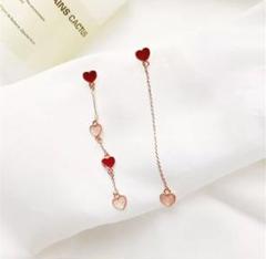 ピアス ロング ハート アシンメトリー