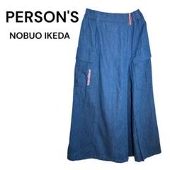 パーソンズ　デニムスカート　S サイドポケット付き　ロゴ刺繍入り　綿100%