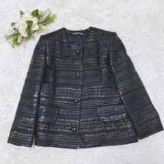 GIVENCHY ジバンシー ノーカラージャケット ラメ糸 ブラック L相当