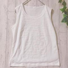 美品✨ハナエモリ　ビーズ付き　ノースリーブTシャツ　ホワイト M