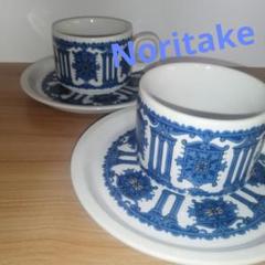 オールドノリタケ アールデコ青地メルヘンタッチキャンドル
