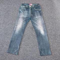 転写パンツ　デニム　スエットパンツ　ダメージ加工　古着