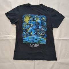 NASA グラフィックTシャツ 黒古着 ゴッホ風 アート 星月夜 宇宙飛行士