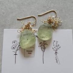 【14kgf 】プレナイト×プレシャスオパール＊ピアス/イヤリング変更可