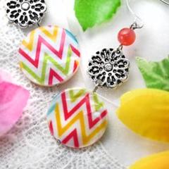 313　カラフルシェルのポップなピアス~イヤリング【SALE】　夏　D