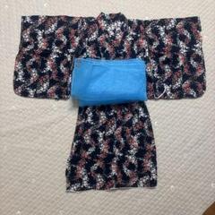 浴衣　花柄　90 100 ブルー　花柄　セパレート浴衣　ワンピース