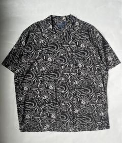 希少名作 ラルフローレン CLAYTON M 黒 超スペシャル 90s ラルフローレン CLAYTON フラワー シャツ M 黒