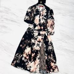 美品 高級 シルク100% Max Mara ロングワンピース花柄 レース M