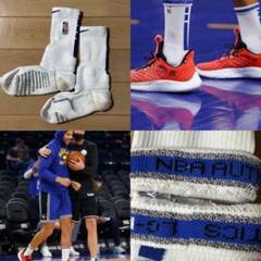 ウォリアーズホワイトPower ソックス NBA選手支給品Lサイズused