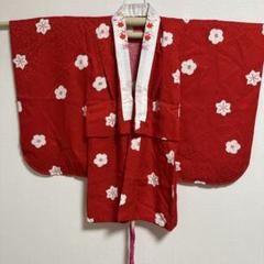 【美品】子供用　刺繍襟付き　花柄 赤　長襦袢　七五三