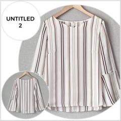 【美品♪】UNTITLED ストライプ柄スリーブ切替ブラウス
