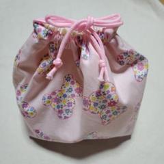 お花×クマのぬいぐるみ柄(ピンク)のお弁当袋