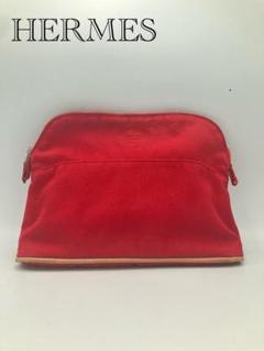 HERMES エルメス ボリードポーチMM コットン100％ レッド系