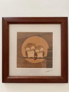 ヴィンテージ　インド　1944年　木象嵌額装　はめ木細工絵画 ヴィンテージ インド 1944年 木象嵌額装 はめ木細工絵画