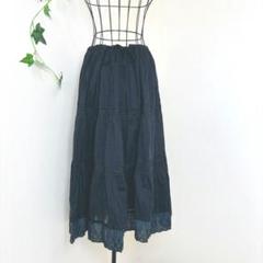 natural couture コットン ティアードスカート レース 刺繍