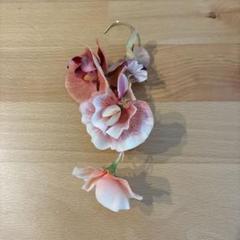(美品)ピンク系 フェイクフラワー イヤーカフ