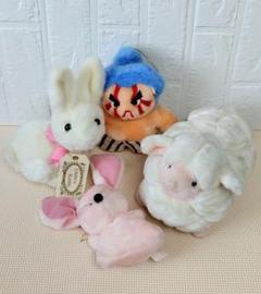 【ぬいぐるみセット】4つセット ヒツジ ウサギ 歌舞伎相撲 ほのぼの 非売品